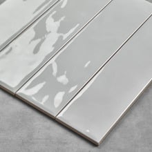 Maia Gloss Light Grey Subway Ceramic Tile